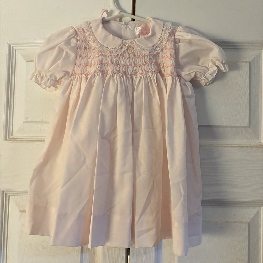 Petit Ami Light Pink Smocked Dress with Bonnet Baby Size 6 Months